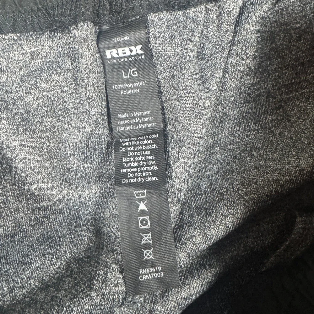 RBX Active Mens Tapered Jogger Pants Black Grey Heather X-Dri CRM7003 Large NEW